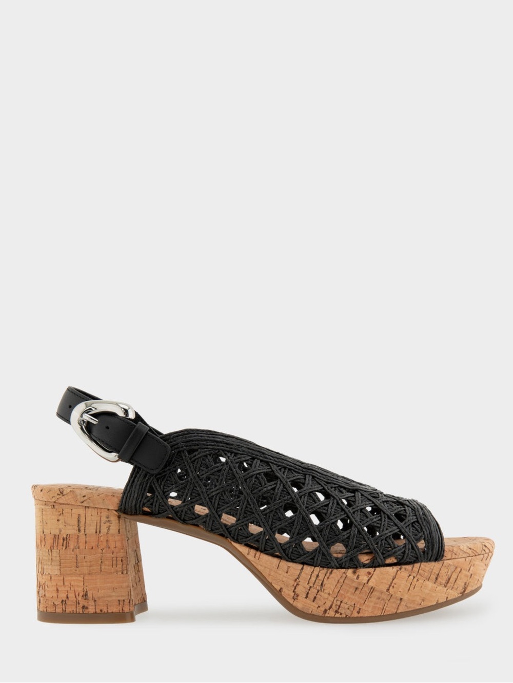 Aerosoles CORNELIA RAFFIA Comfortable Women's Platform Sandals in Black size 8W